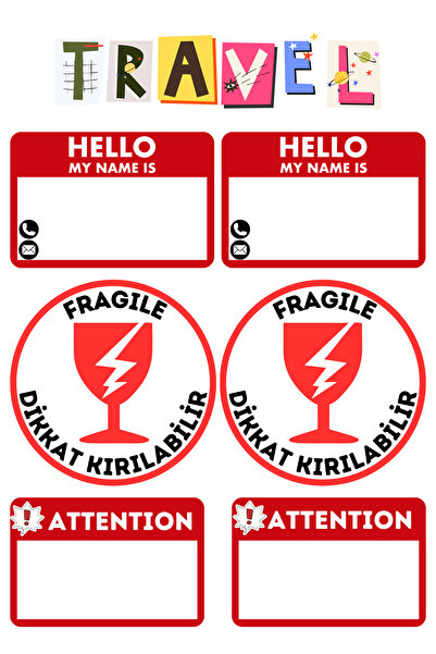 ANSHA CRAFTS "Bavul - Valiz Sticker Seti" -  Gezi ve Tatilde Kullanılan - Val...