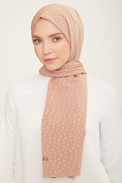 Armine Jakarlı Kalp Detaylı Şal Pudra
