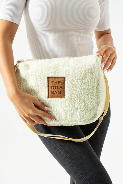 Rosmod Geantă de mână și geantă de umăr cremă de pluș