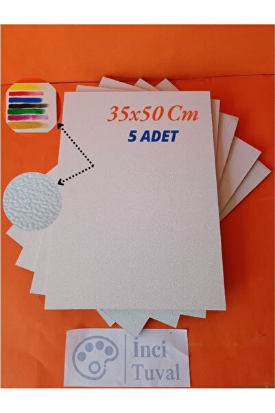 İNCİ TUVAL 35x50 Cm Pres Mdf Tuval 5 Adet Yüzey Dokulu (BEZSİZ) Kompozit Boya...