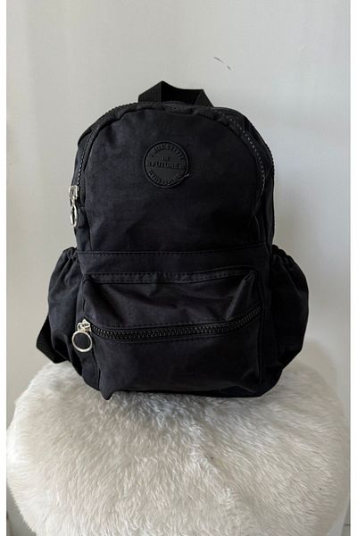 chantacim Outdoor Mini Backpack Shoulder Bag - Black Parachute Fabric