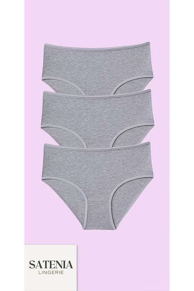 SATENIA LINGERIE Chiloți de zi cu zi din bumbac Bato cu talie înaltă pentru femei, pachet de 3 (MĂRIMI XL-2XL-3XL)