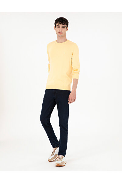 Pierre Cardin Açık Sarı Slim Fit Bisiklet Yaka Basic Triko Kazak 50296575-VR004
