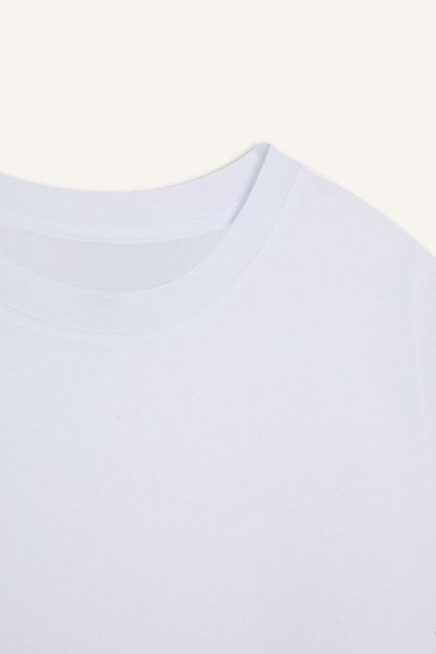DeFacto Tricou alb cu mânecă scurtă, cu mânecă scurtă, din bumbac pieptănat, cu decolteu triplu, E4313AX24AU