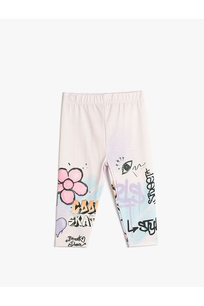 Koton Capri Length Printed Leggings - Elastic Waist