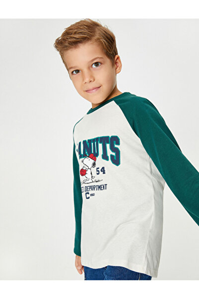 Koton Snoopy tričko s dlouhým rukávem a výstřihem z bavlny