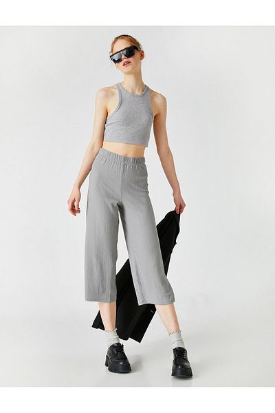 Koton Wide Leg Trousers with Elastic Waist