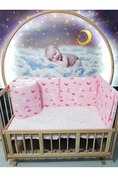 Baby Clime 4 قطع حماية جانبية لسرير الأطفال مقاس 60 × 120 - نمط نجمة القمر عل...