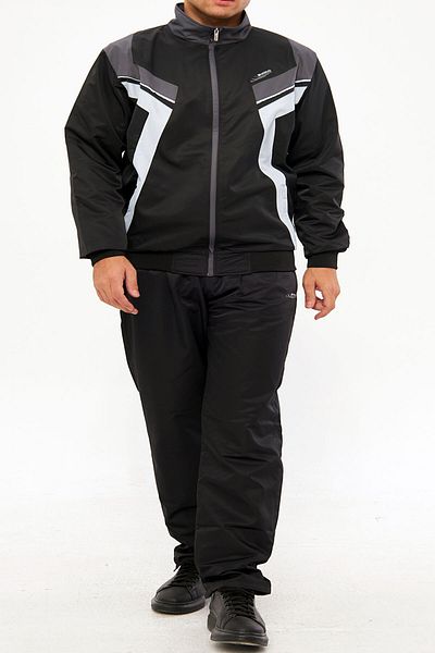 Enrico Ferry Men's Black Half Turtleneck Straight Leg Marathon Plus Size Tracksuit Set Edy2637B-S