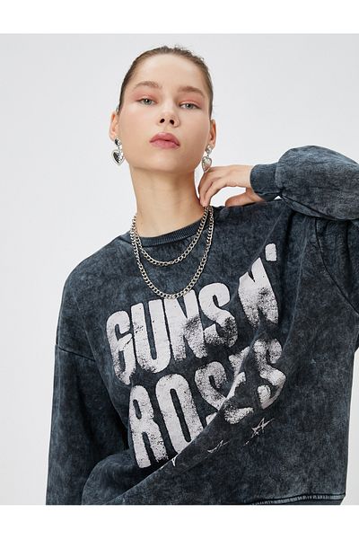 Koton Guns N' Roses Licensed Sweatshirt - Raised Washed, Back Printed