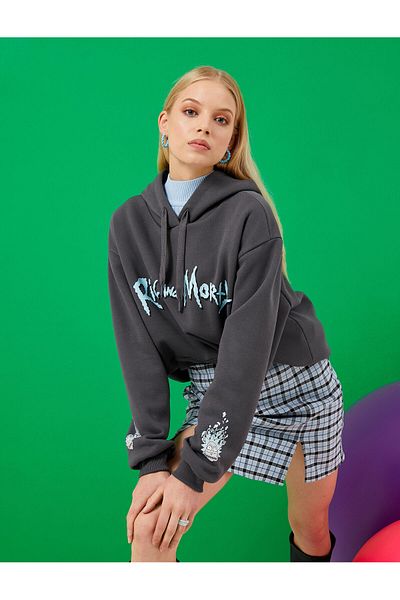 Koton Oversize Sweatshirt Rick And Morty Licensed With Fleece Inside
