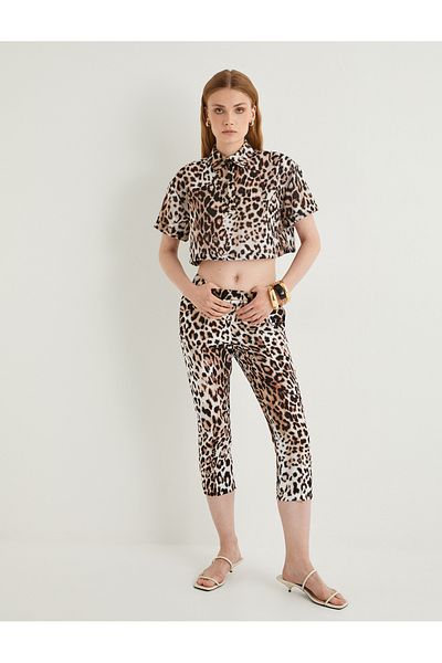 Koton High Waist Leopard Capri Pants