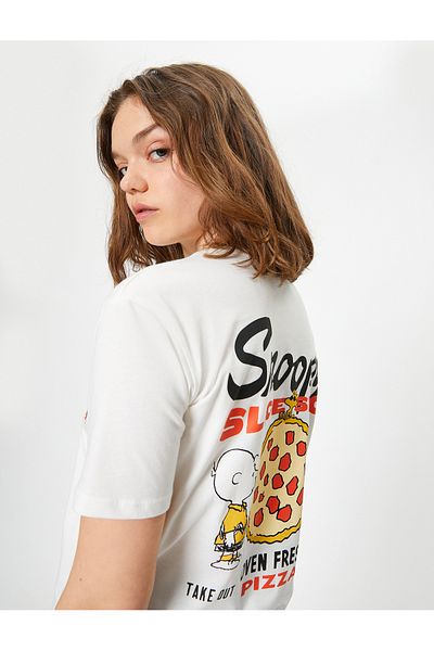 Koton Snoopy Oversize Licensed T-Shirt - Back Printed, Short Sleeve