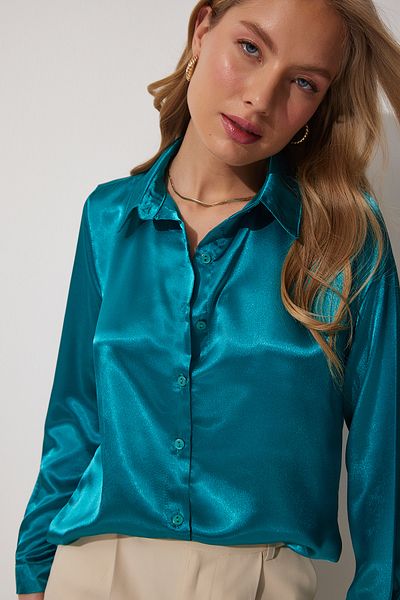 Lovelyİstanbul Cămașă din satin albastru închis - LDD0008