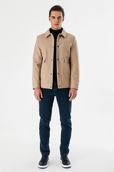 İmza Palton casual, slim fit, căptușit cu guler universitar Stamp Bej1007235172