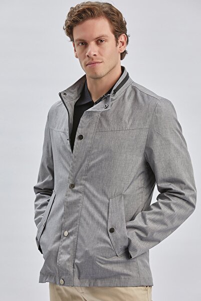 İmza Comfort Fit Gray Casual Coat - Stand Collar, Half Lining -1007240150