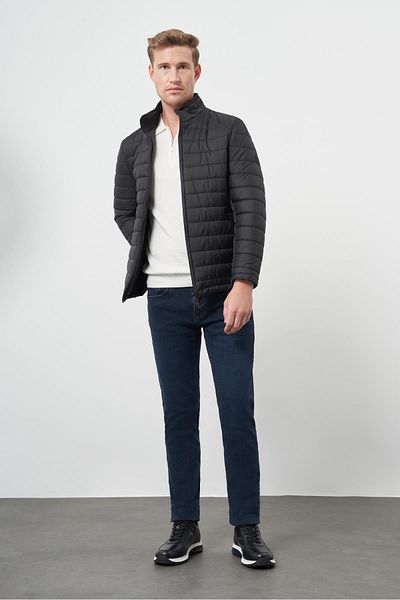 İmza Черно ватирано яке Slim Fit с яка тип „съдия“ - Обикновено, без цепки, с пълна подплата 1007245155
