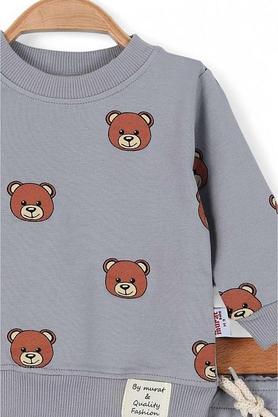 voyyo kids baby Baby Boy and Girl Seasonal Crew Neck Baby Set with Teddy Bear - 6-9-12-18-24 Months