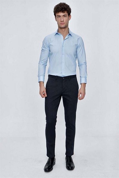 İmza Dark Navy Cotton Side Pocket Casual Slim Fit Trousers 1003225173