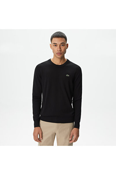 Lacoste Erkek Regular Fit Bisiklet Yaka Siyah Triko