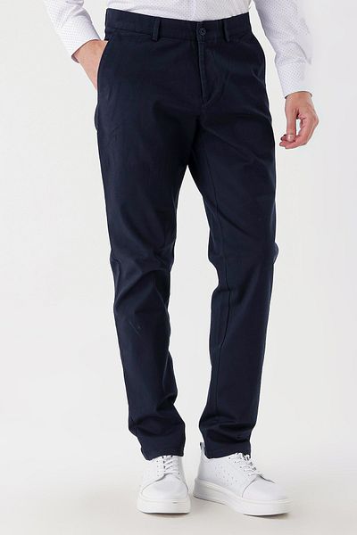 İmza Dark Navy Cotton Side Pocket Casual Comfort Fit Chino Trousers 1003235154