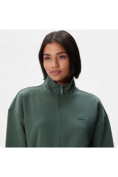 Lacoste Kadın Loose Fit Uzun Kollu Dik Yaka Haki Elbise