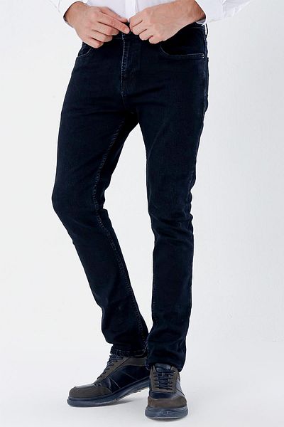İmza Dark Navy 5 Pocket Slim Fit Denim Trousers - Gabardine Lycra, Casual Cut 1023235161