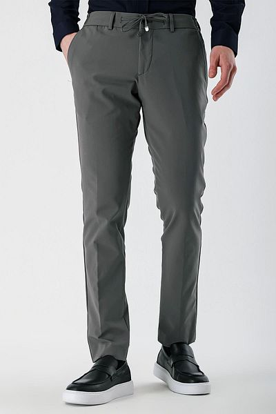 İmza Σκούρο γκρι ελαστικές πλαϊνές τσέπες Casual Slim Fit Jogger παντελόνι 1003240155