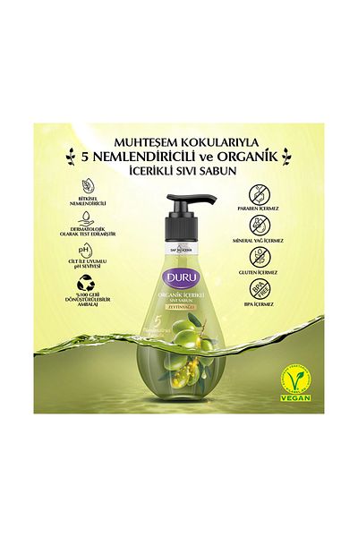Duru Organik Içerikli Sıvı Sabun 500ml,zeytinyağlı