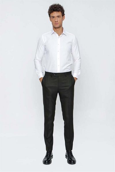 İmza Σκούρο Χακί Slim Fit Slim-Fit Classic Παντελόνι 1003225167