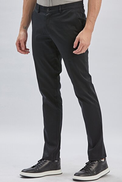 İmza Siyah Pamuklu Yandan Cepli Casual Slim Fit Chino Pantolon 1003240161