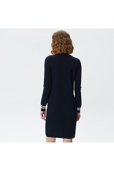 Lacoste Slim Fit Long Sleeve Zipper Collar Color Block Navy Blue Dress
