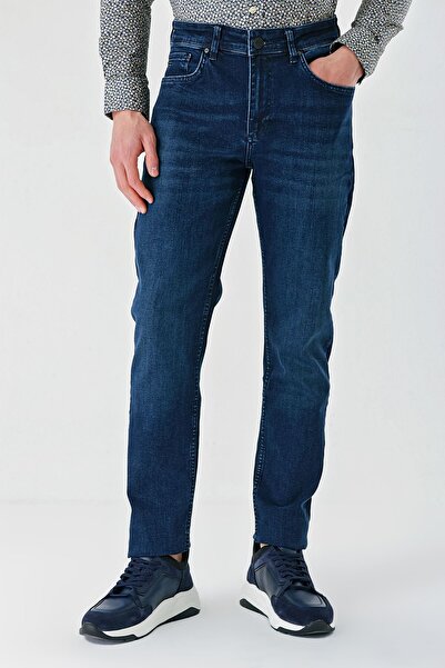 İmza Μπλε Navy Gabardine βαμβακερό 5 τσέπες Slim Fit Casual τζιν παντελόνι 1023240152