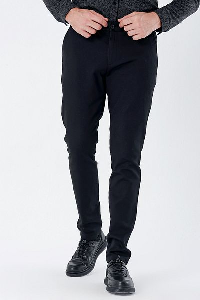 İmza Black Cotton Side Pocket Casual Slim Fit Chino Pants 1003235120