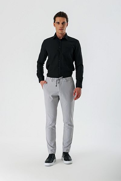 İmza Light Gray Stretchy Elastic Side Pocket Casual Slim Fit Jogger Pants 1003240155