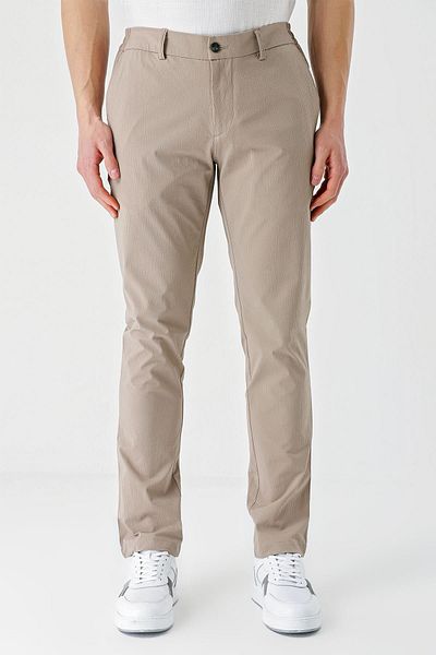 İmza Μπεζ βαμβακερές τσέπες στο πλάι Casual Slim Fit Jogger παντελόνι 1003240206