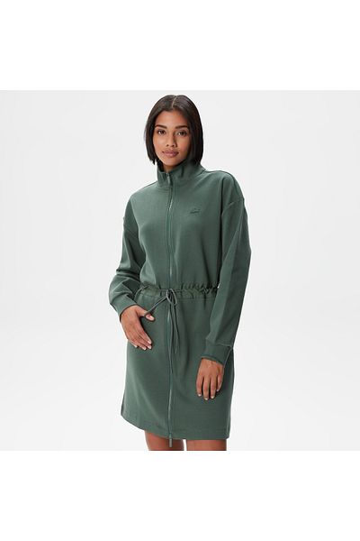 Lacoste Rochie kaki cu mânecă lungă și guler ridicat pentru femei
