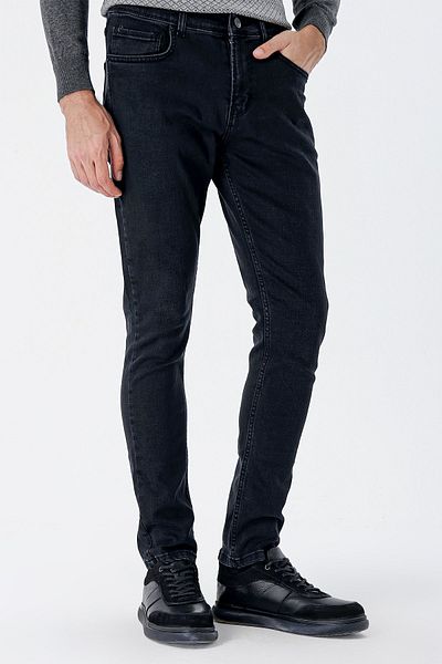 İmza Black Slim Fit Denim Trousers - Gabardine and Lycra Detailed, 5 Pockets, Casual Cut 1023235161