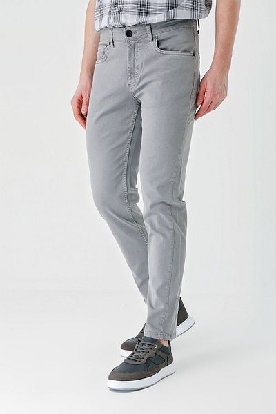 İmza Γκρι βαμβακερό παντελόνι 5 τσέπης Casual Slim Fit 5 τσέπες 1003240318