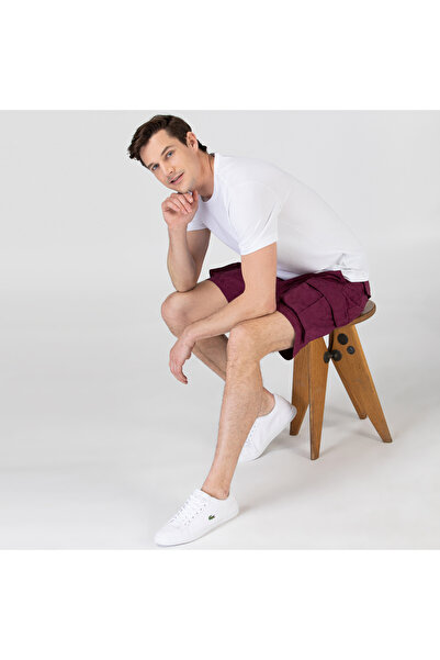 Lacoste Erkek Desenli Bordo Bermuda Şort