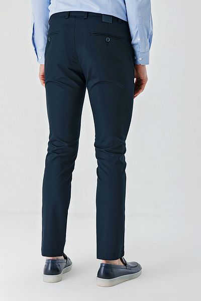 İmza Dark Navy Gabardine Cotton Side Pocket Comfort Fit Relaxed Fit Casual Trousers1003240113