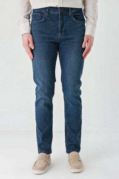 İmza Navy Blue Gabardine Cotton 5-Pocket Slim Fit Slim Fit Casual Denim Trousers1023240153