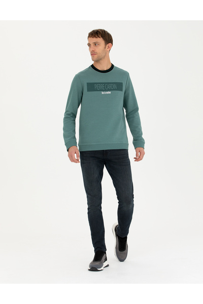 Pierre Cardin Yeşil Regular Fit Bisiklet Yaka Sweatshirt 50279532-VR054
