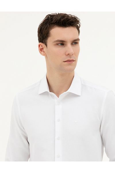 Pierre Cardin Λευκό Slim Fit Μακρυμάνικο Πουκάμισο 50282961-VR013