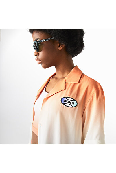 Lacoste L!ve Unisex Relaxed Fit Kısa Kollu Açık Turuncu Gömlek
