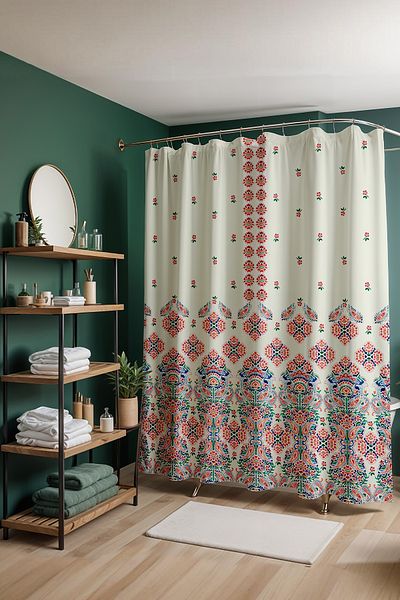 EVPANYA Κουρτίνα μπάνιου, Ροζ Μοτίφ Floral Κεντήματα Μοτίβο Κουρτίνα μπάνιου, Κουρτίνα μπανιέρας 175x200cm