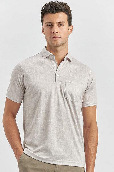 İmza Μπεζ μπλουζάκι Supreme Polo με λαιμόκοψη - Κοντό μανίκι, Classic Comfort Fit 1011240191