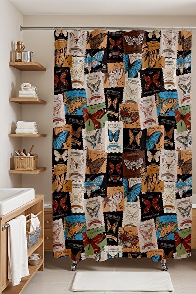 EVPANYA Zavjesa za kupatilo, kolekcija sa šljokicama u obliku leptira Sa dezn...