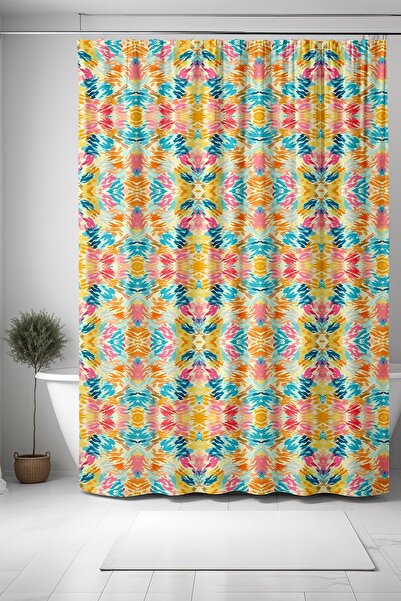 EVPANYA Perdeau de baie, perdea de duș cu model cu motive etnice în dungi, pe...