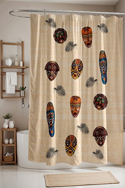 EVPANYA Perdeau de baie, măști cu motive africane Perdeau de duș cu model, pe...
